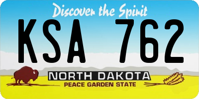 ND license plate KSA762