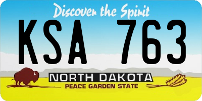 ND license plate KSA763