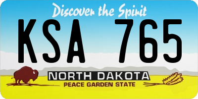 ND license plate KSA765