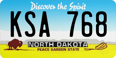 ND license plate KSA768
