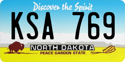 ND license plate KSA769