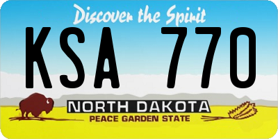 ND license plate KSA770