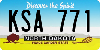 ND license plate KSA771
