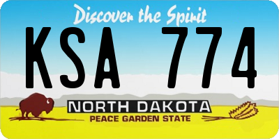 ND license plate KSA774