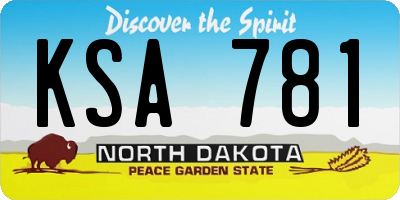 ND license plate KSA781