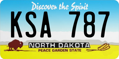 ND license plate KSA787