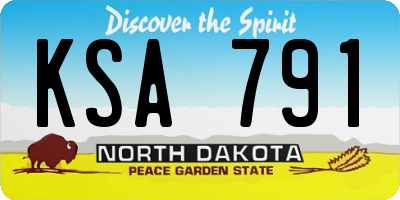 ND license plate KSA791