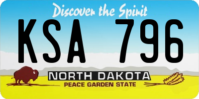 ND license plate KSA796