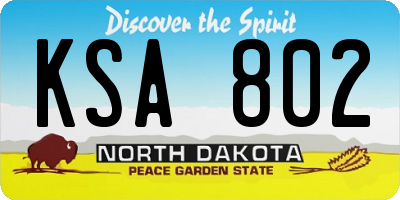 ND license plate KSA802