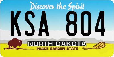 ND license plate KSA804