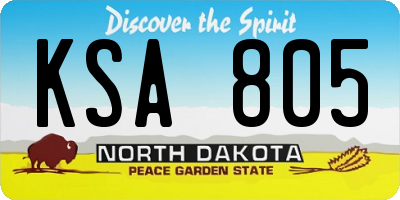 ND license plate KSA805