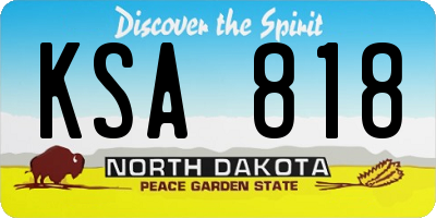 ND license plate KSA818