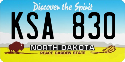 ND license plate KSA830
