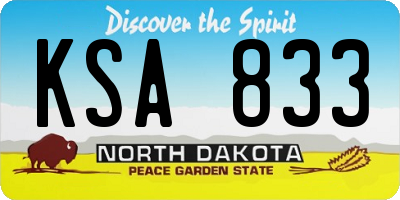 ND license plate KSA833