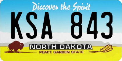 ND license plate KSA843