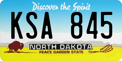ND license plate KSA845