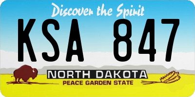 ND license plate KSA847