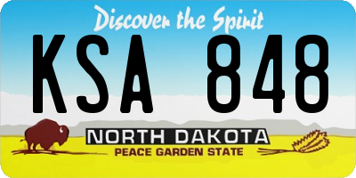 ND license plate KSA848