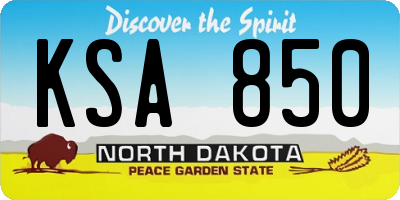 ND license plate KSA850