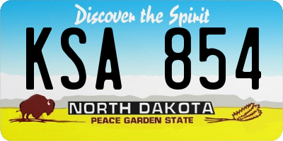 ND license plate KSA854