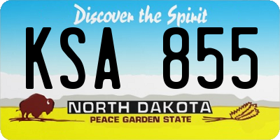 ND license plate KSA855