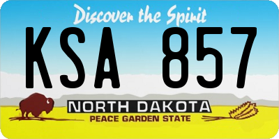 ND license plate KSA857