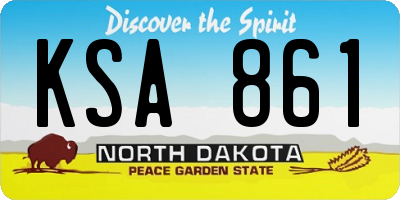 ND license plate KSA861