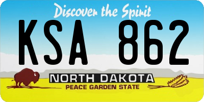 ND license plate KSA862