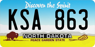 ND license plate KSA863