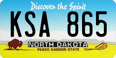 ND license plate KSA865