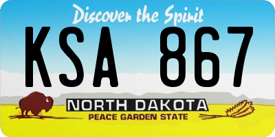 ND license plate KSA867