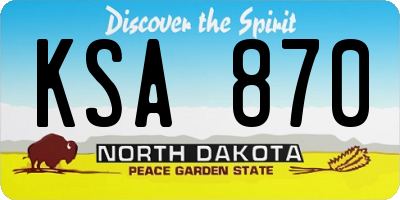 ND license plate KSA870