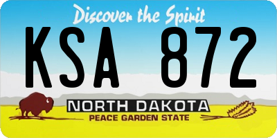 ND license plate KSA872