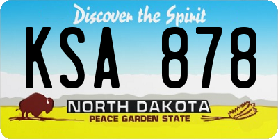 ND license plate KSA878