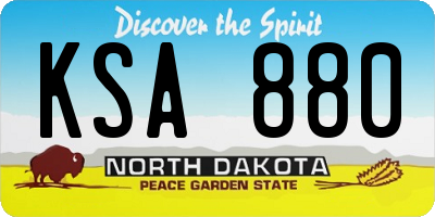 ND license plate KSA880