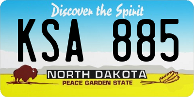 ND license plate KSA885