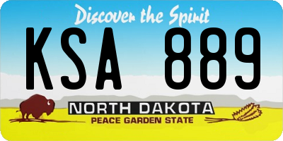 ND license plate KSA889