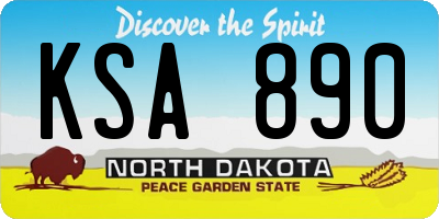ND license plate KSA890