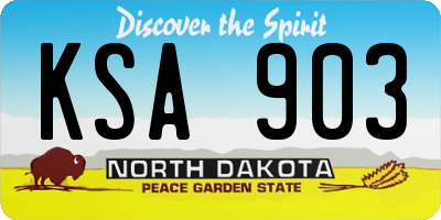 ND license plate KSA903