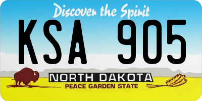 ND license plate KSA905