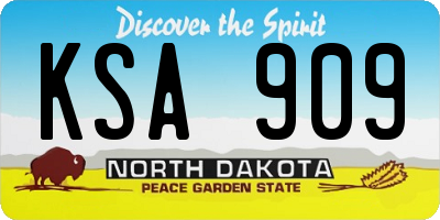 ND license plate KSA909