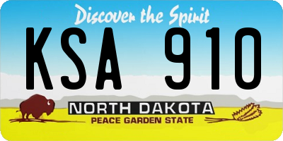 ND license plate KSA910