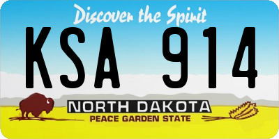 ND license plate KSA914