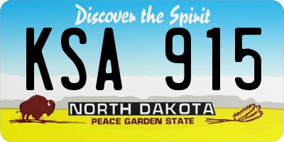 ND license plate KSA915