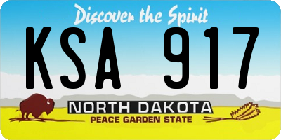 ND license plate KSA917