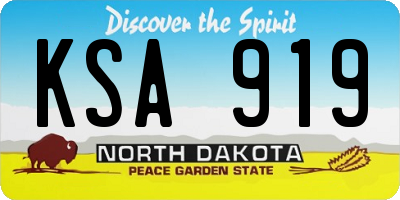 ND license plate KSA919