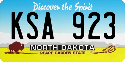 ND license plate KSA923