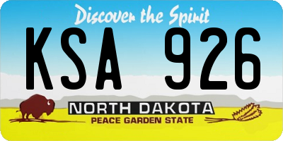 ND license plate KSA926