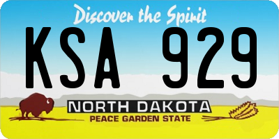 ND license plate KSA929