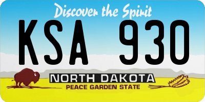 ND license plate KSA930